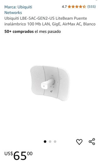 Ubiquiti Antena LBE-5AC-GEN2-US Puente Inalámbri