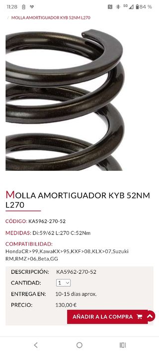 Muelle Amortiguador Sachs/Kayaba 5.1