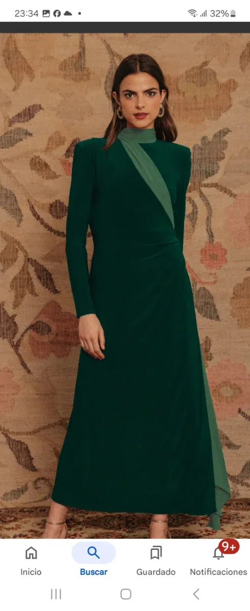 Vestido Cherubina verde y verde azulado