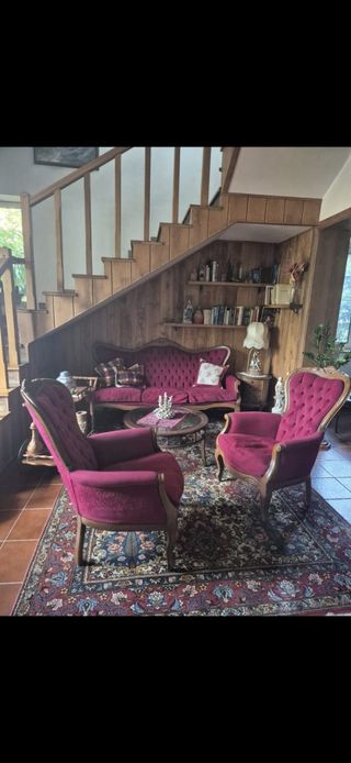 Divano e poltrone in legno massello anni '80