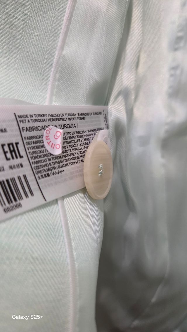 Blazer Mango verde menta lino Talla S