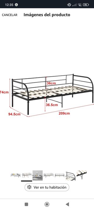 Estructura Cama Metálica Negra