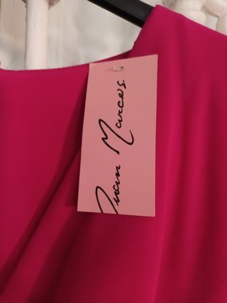 Vestido fiesta buganvilla con cinturón floral