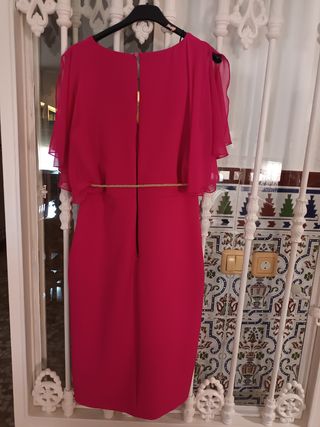 Vestido fiesta buganvilla con cinturón floral