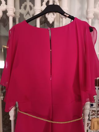 Vestido fiesta buganvilla con cinturón floral