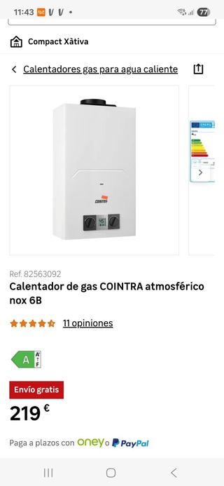 Termo de gas COINTRA como nuevo 
telf. 652 656 491