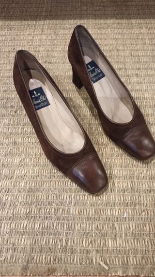 Zapatos de tacón Maria Oh! piel y ante marrones T.