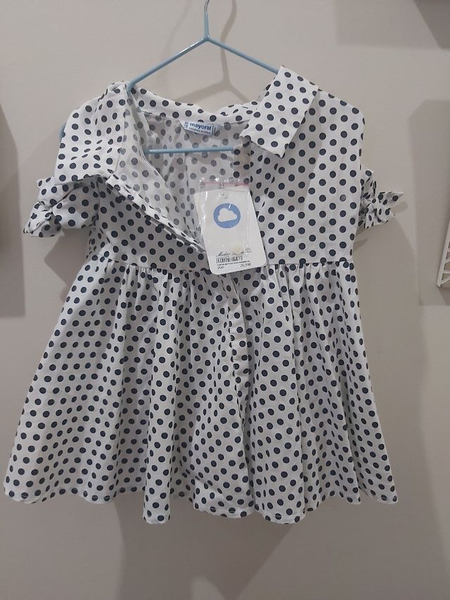 Camisa Mayoral lunares blanca y azul