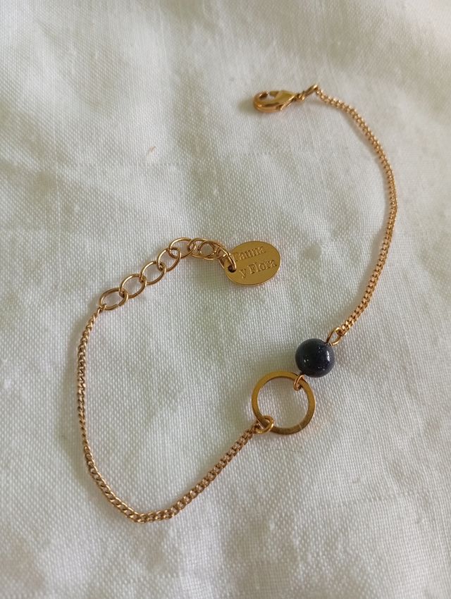 Pulsera Fauna y Flora chapado oro aventurina