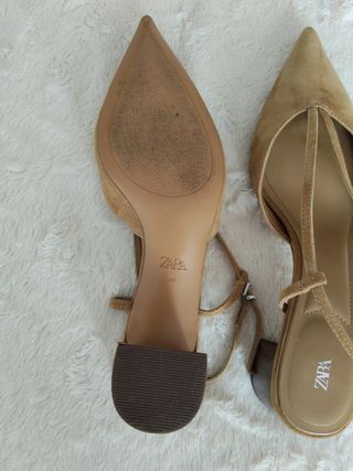Zapatos Zara Beige/Marrón Tacón