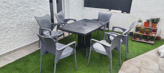 Conjunto mesa y 6 sillas terraza/jardín