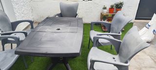 Conjunto mesa y 6 sillas terraza/jardín