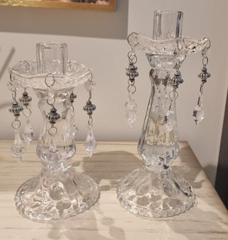 Juego de candelabros de cristal