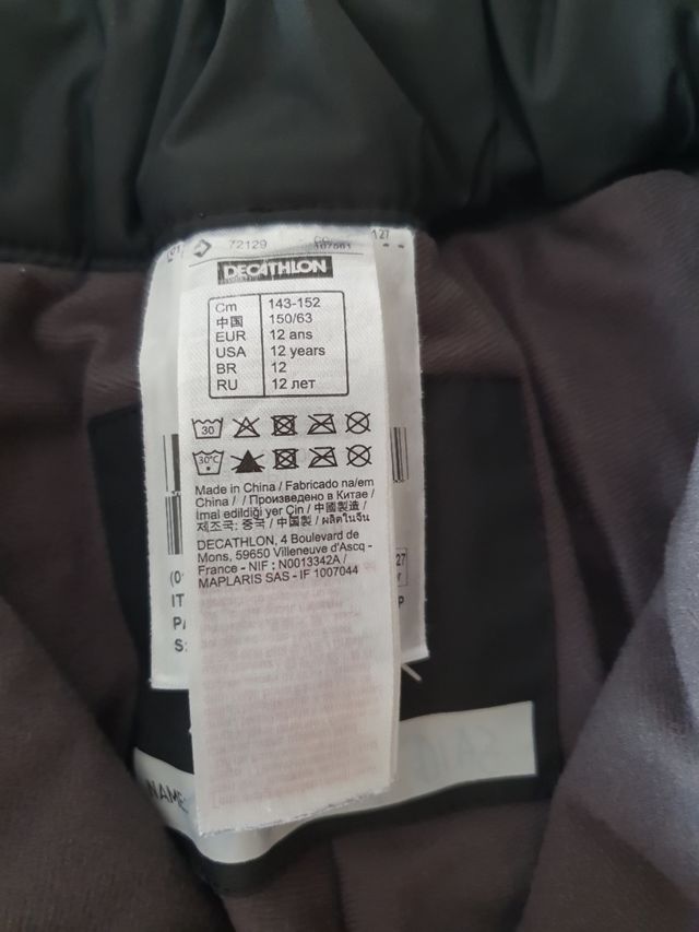 Pantalón esquí Wedze negro 12 años