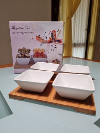 Set antipasti in ceramica e bambù