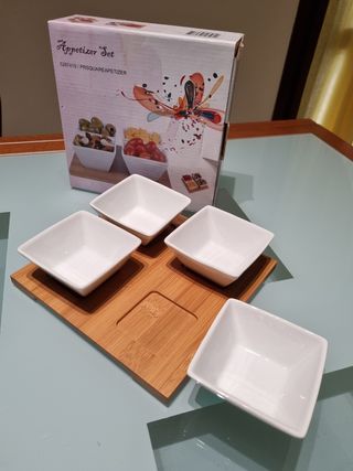 Set antipasti in ceramica e bambù