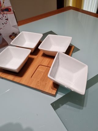 Set antipasti in ceramica e bambù