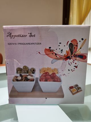Set antipasti in ceramica e bambù