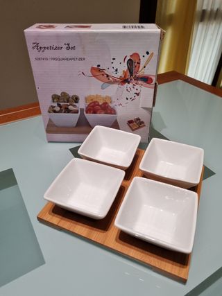 Set antipasti in ceramica e bambù