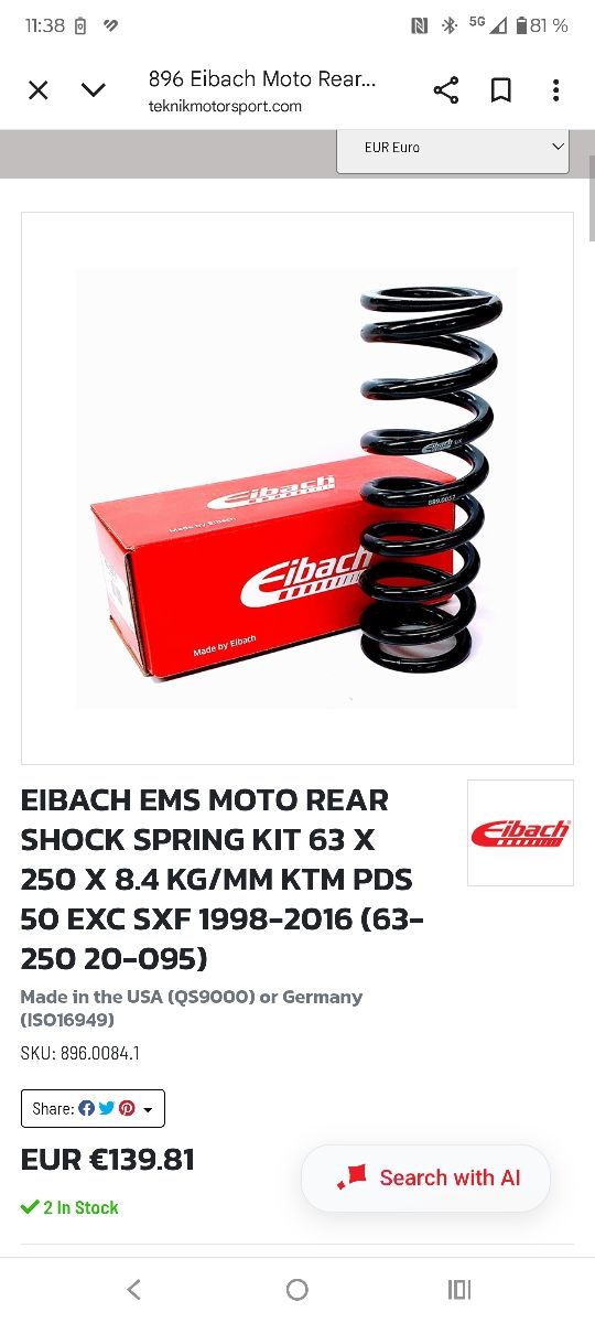 Muelle Eibach para amortiguador WP PDS