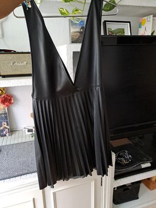 Vestido ZARA Negro Cuero Talla L