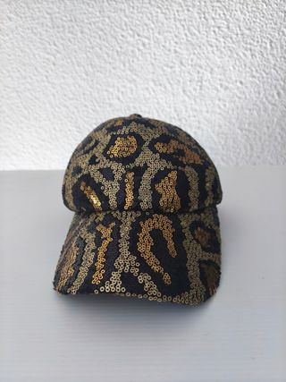 Gorra lentejuelas negra y dorada
