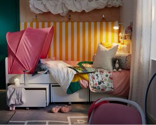 Dosel infantil rosa para cama