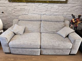 Divano 3 posti + poltrona tessuto beige/grigio