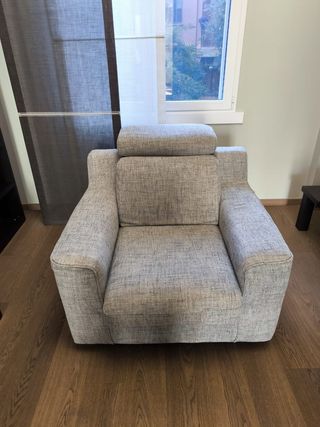 Divano 3 posti + poltrona tessuto beige/grigio