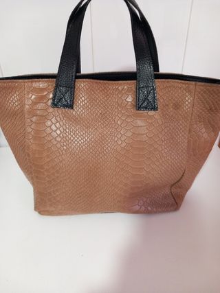 Bolso marrón piel dibujo serpiente sin estrenar