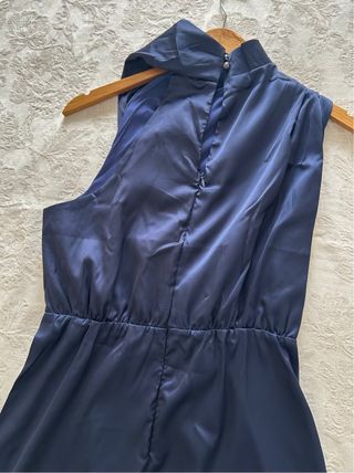 Vestido fiesta azul satinado Talla XS