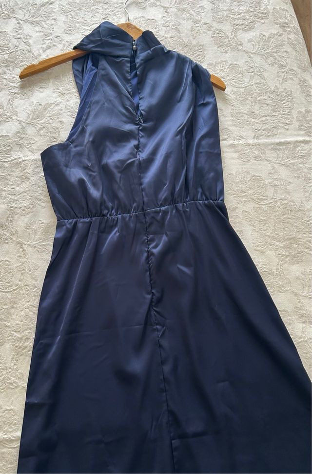 Vestido fiesta azul satinado Talla XS