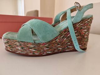 Sandalias cuña turquesa Alma en Pena T.38