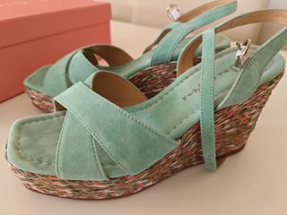 Sandalias cuña turquesa Alma en Pena T.38