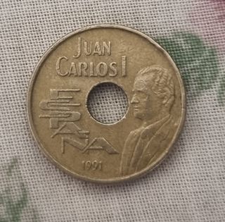 Moneda 25 pesetas Juan Carlos I España 1991