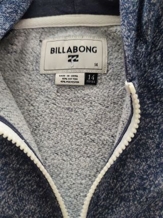 Sudadera Billabong azul y gris, talla 14 años,