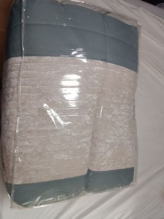 Edredón 135 cm Poliéster Gris y beige