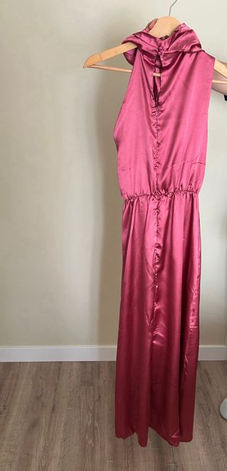 Vestido fiesta fresa satinado talla XS