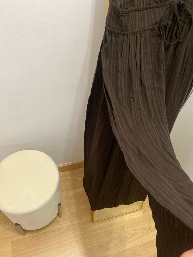 Chaleco Largo Rayas Zara marron