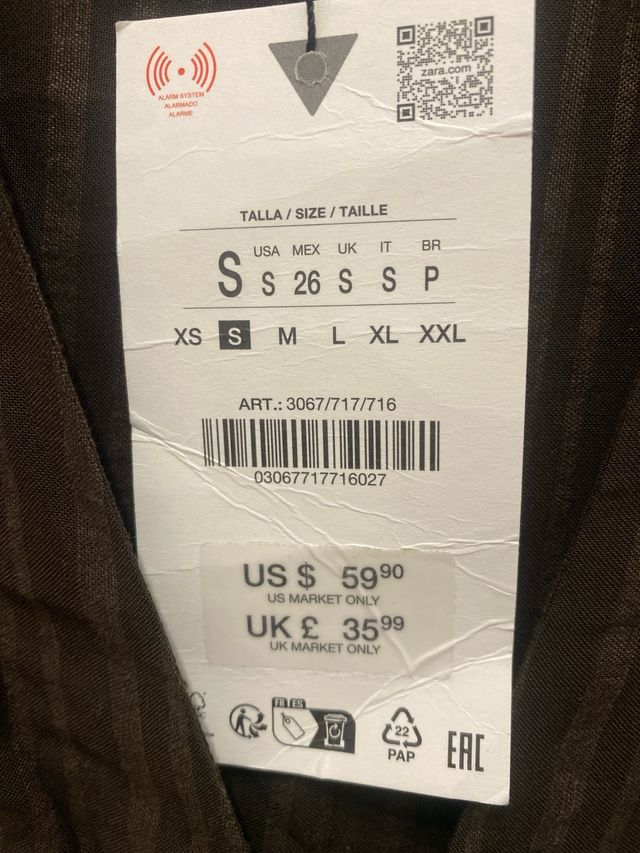 Chaleco Largo Rayas Zara marron