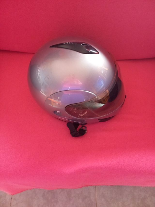 Casco de moto integral plateado Modelo ws-10