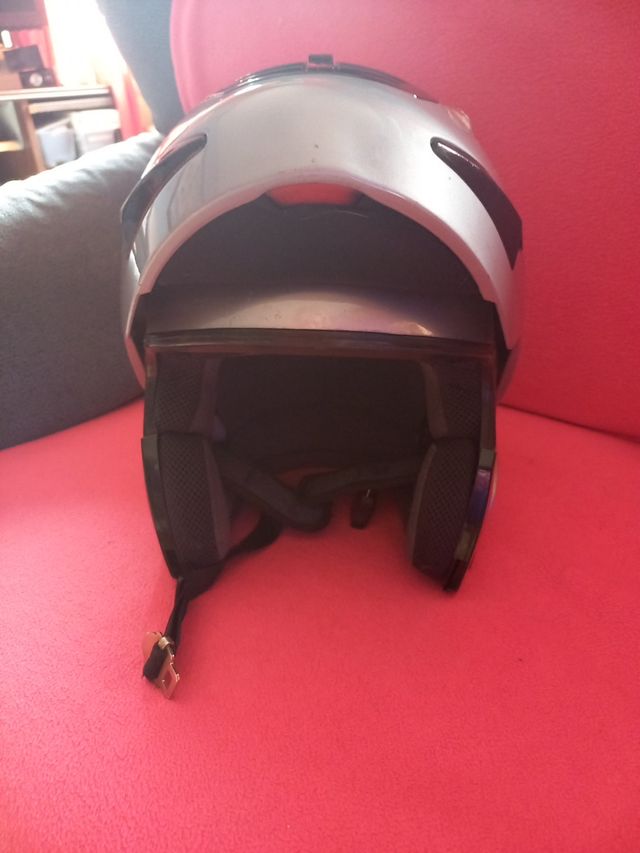 Casco de moto integral plateado Modelo ws-10