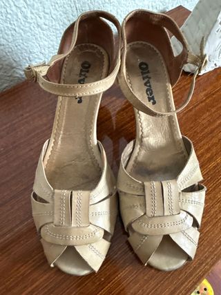 Zapatos de piel Oliver beige mujer