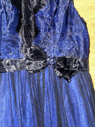 Vestido largo elegante azul y negro Lautinel