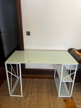 Mesa estudio cristal y metal Leroy Merlin