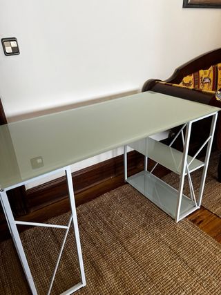 Mesa estudio cristal y metal Leroy Merlin
