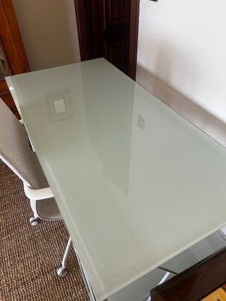Mesa estudio cristal y metal Leroy Merlin