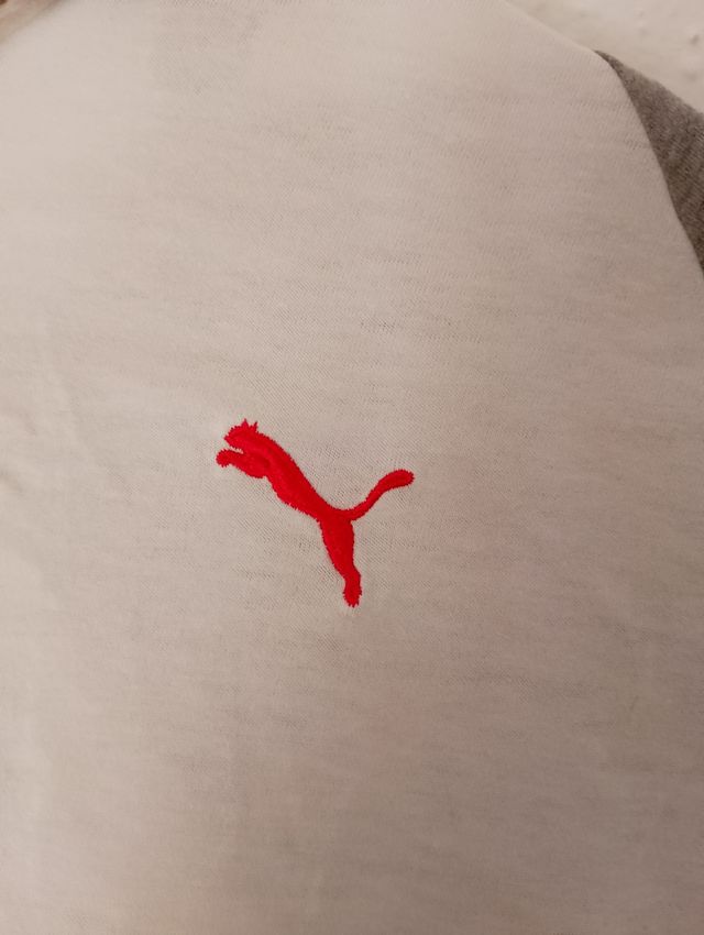 Puma Sudadera Manga Larga Gris y Blanca