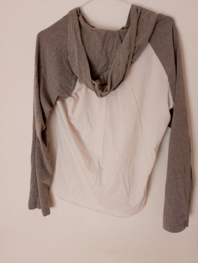 Puma Sudadera Manga Larga Gris y Blanca