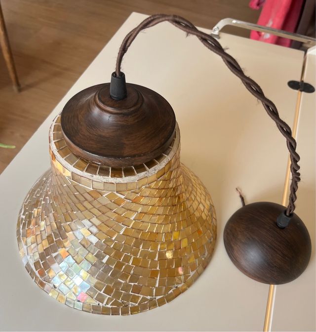 dos Lámparas de techo mosaico dorado y marrón